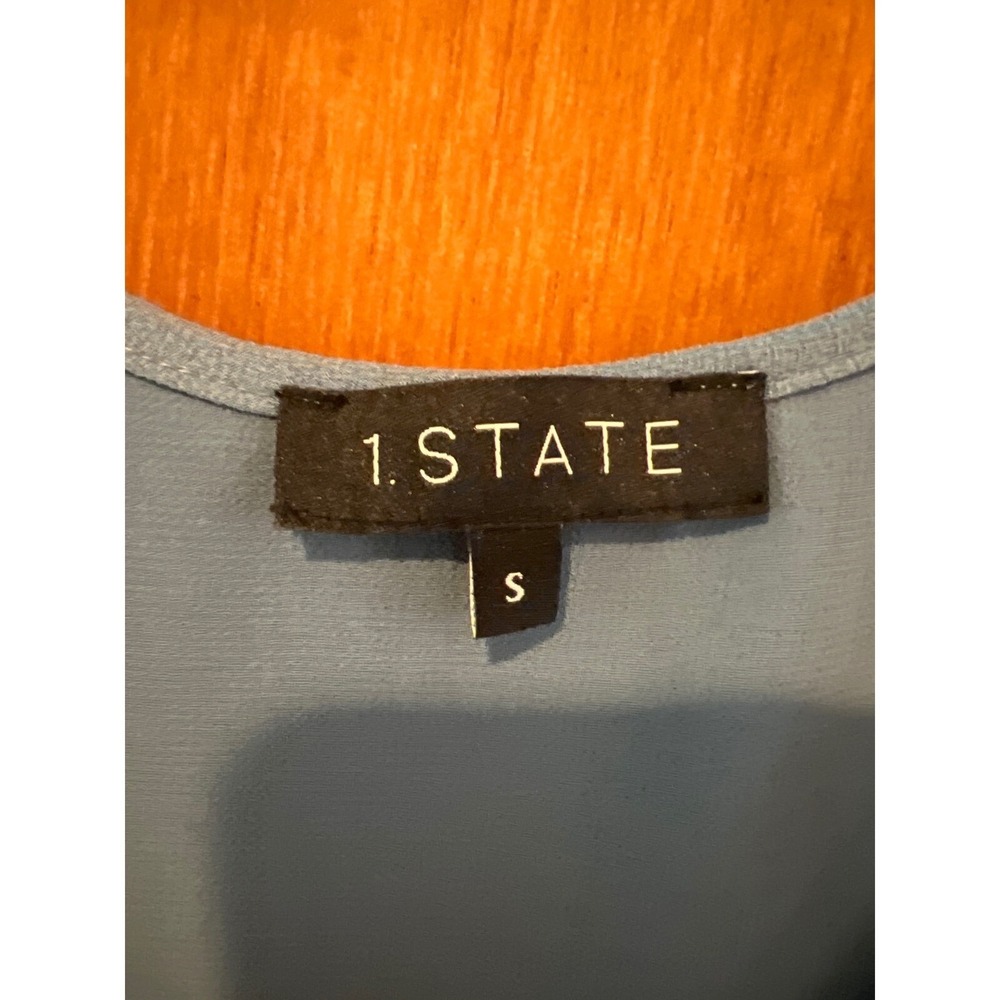 1. State camisole tank pintuck porcelain blue vneck small adjustable straps - Picture 3 of 9